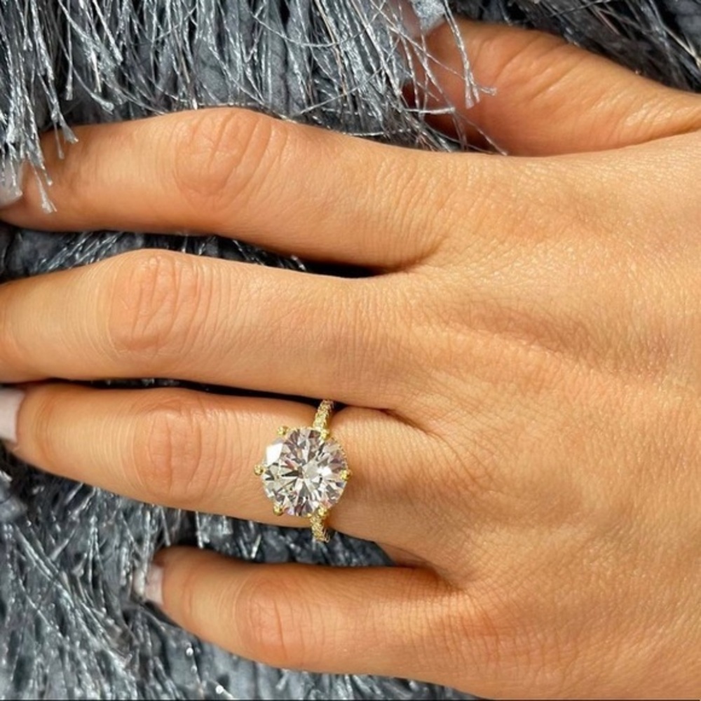 3ct Round Engagement Ring Solid 14k yellow Gold